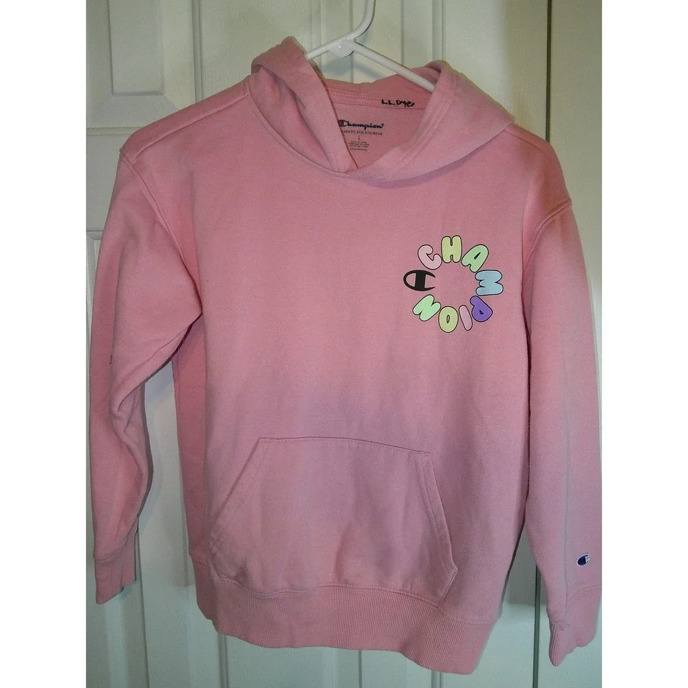 Champion Hoodie Pullover Graphic Logo Kids Sweatshirt Comfy Pink L‎